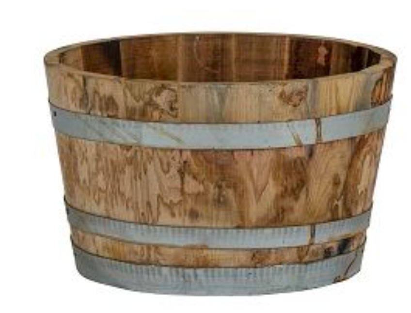 Plant Container Wooden Chestnut Half Barrel - 50 Liters