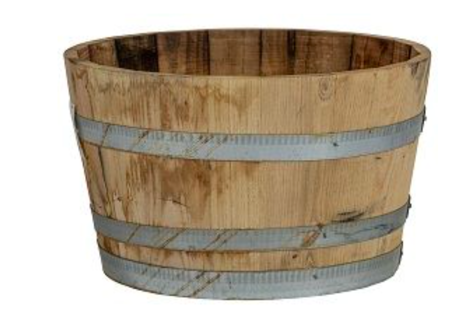 Plant Container Wooden Chestnut Half Barrel - 100 Liters
