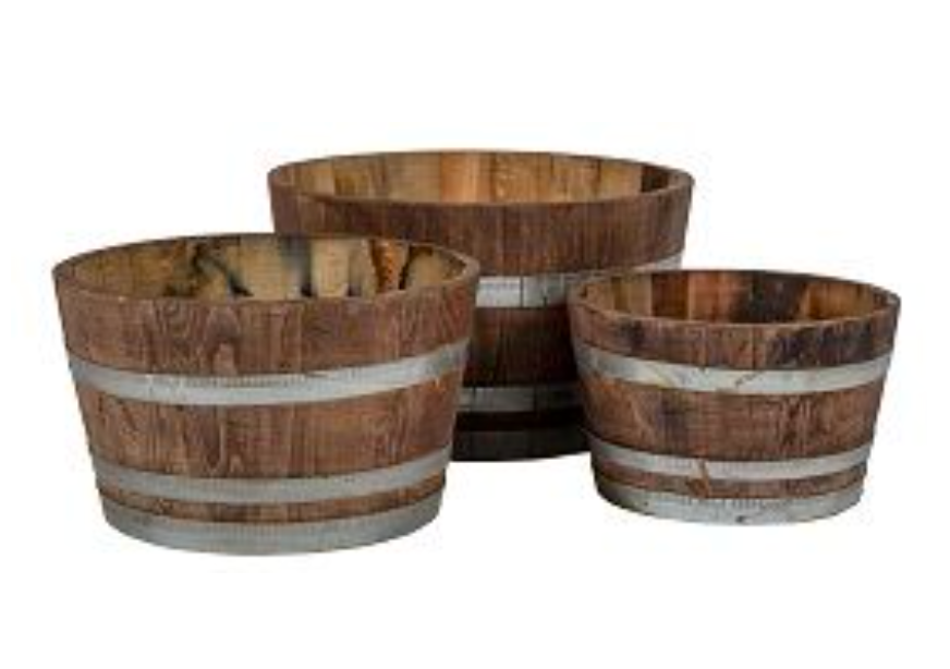 Plant Container Wooden Chestnut Set of 3 - Brown