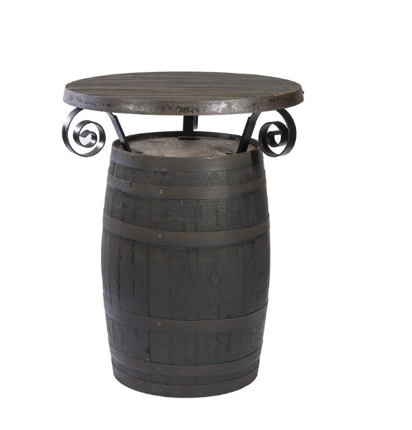 Oak Standing Bar Table Wine Barrel - Brown