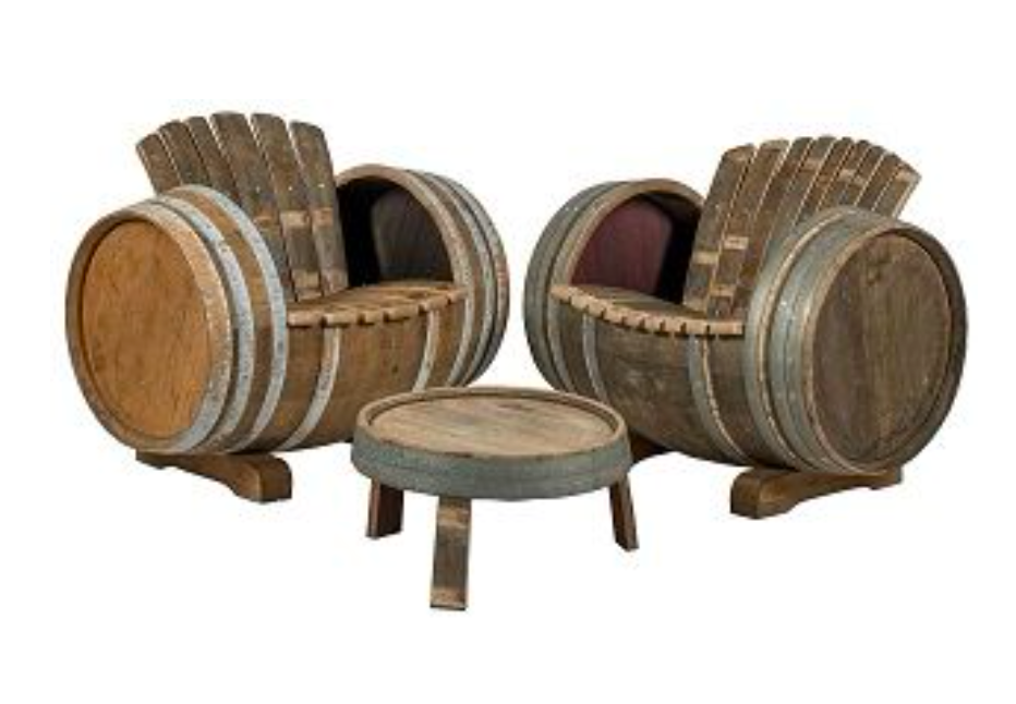 Wine Oak Barrel Lounge Set of 3 "Brandy" - Untreated
