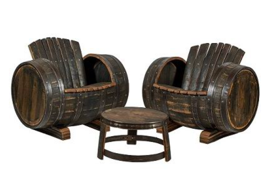 Whiskey Oak Barrel Lounge Chairs Set of 3 "Robust" - Oiled Stained