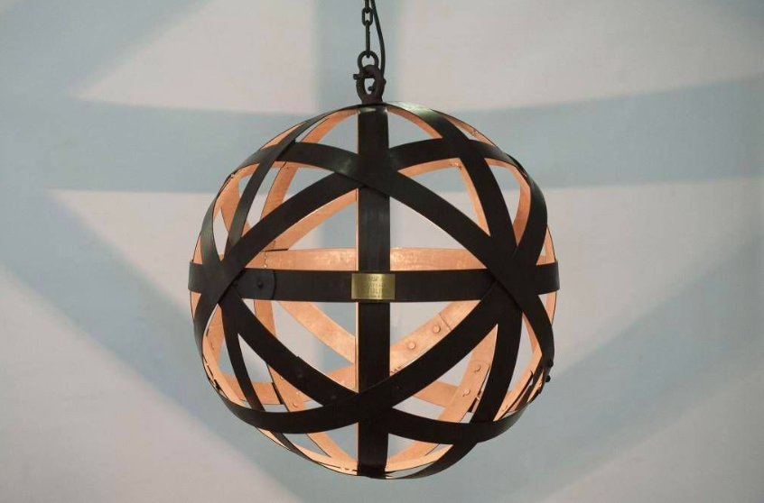 IRON Hanging Chandelier "Champagne" - Rust Brown, 67 cm