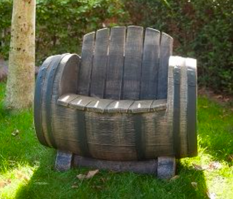 Wine Barrel Lounge Chair - Plastic, Brown/Black