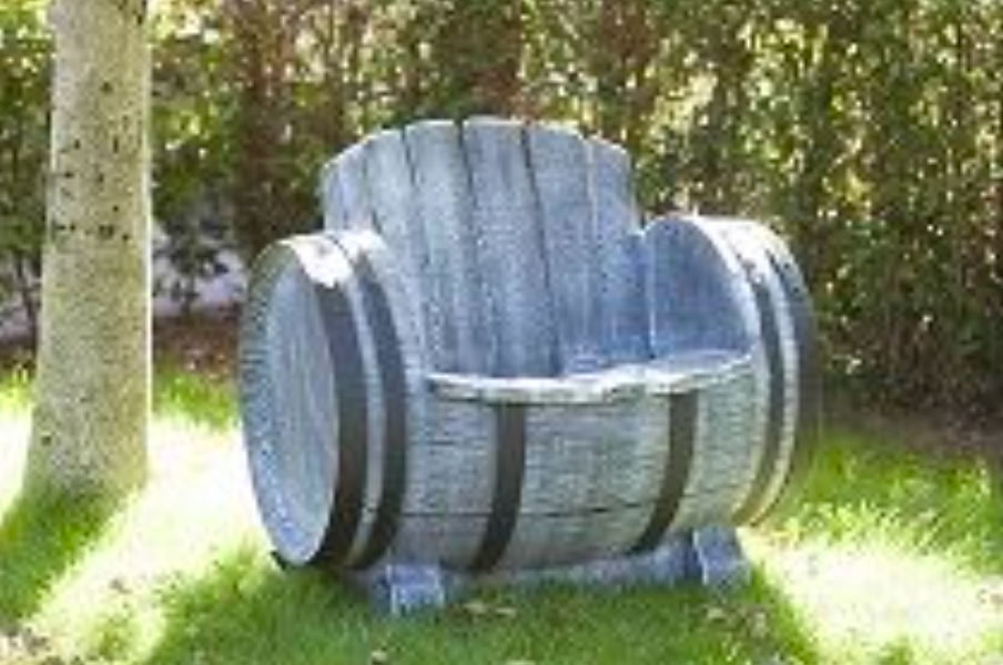 Wine Barrel Lounge Chair - Plastic, White/Grey