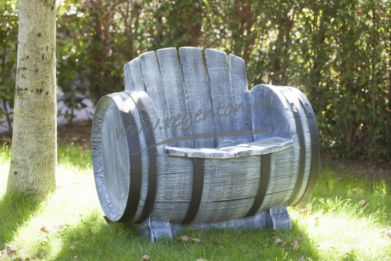 Wine Barrel Lounge Chair - Plastic, White/Grey