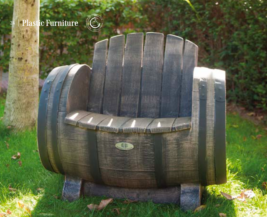 Wine Barrel Lounge Chair - Plastic, Brown/Black