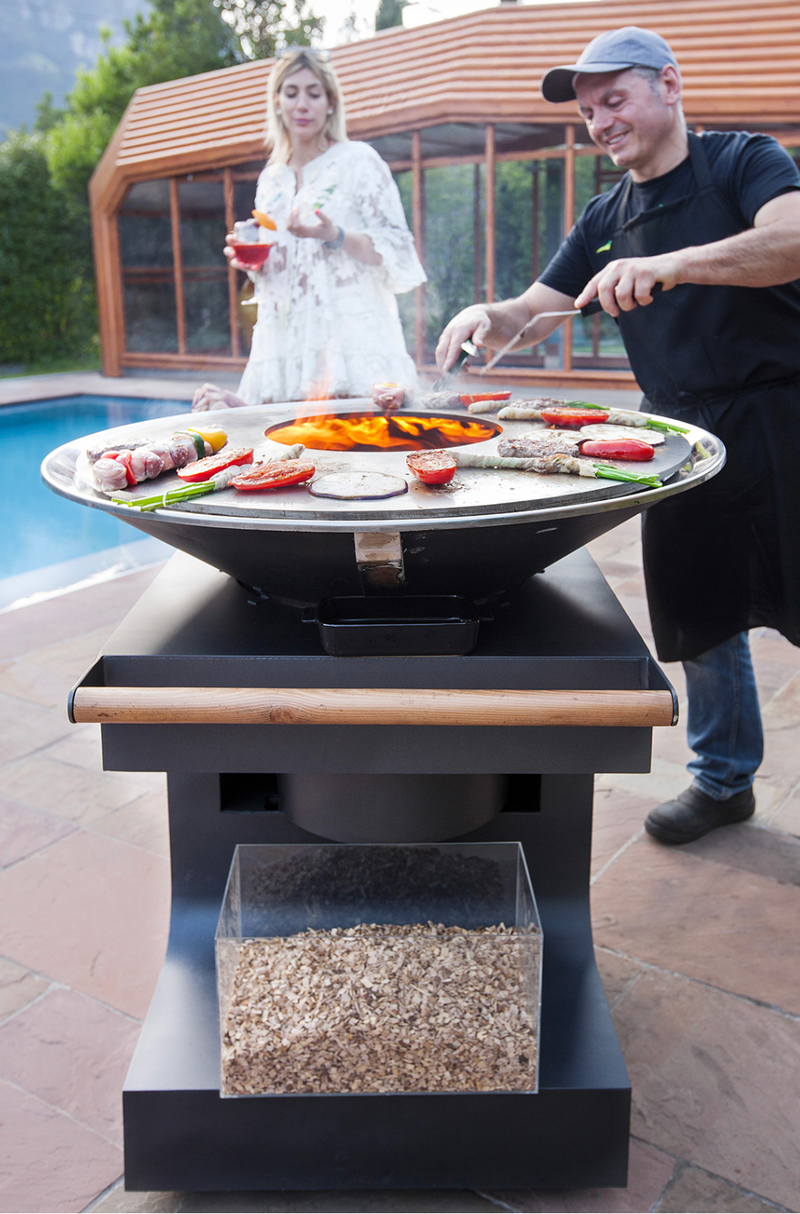 Bonton Pellet Grill - Easy to Fuel and Clean with WiFi Connection - Anthracite Grey - Round
