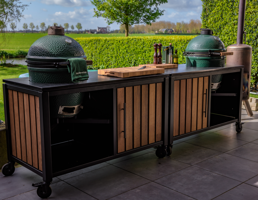 BestCharcoal Double Large Green Egg Kamado Grill and Cart