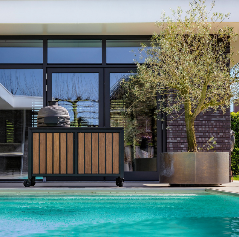 Luxurious Outdoor Kitchen Double Cart - Fraké Wood