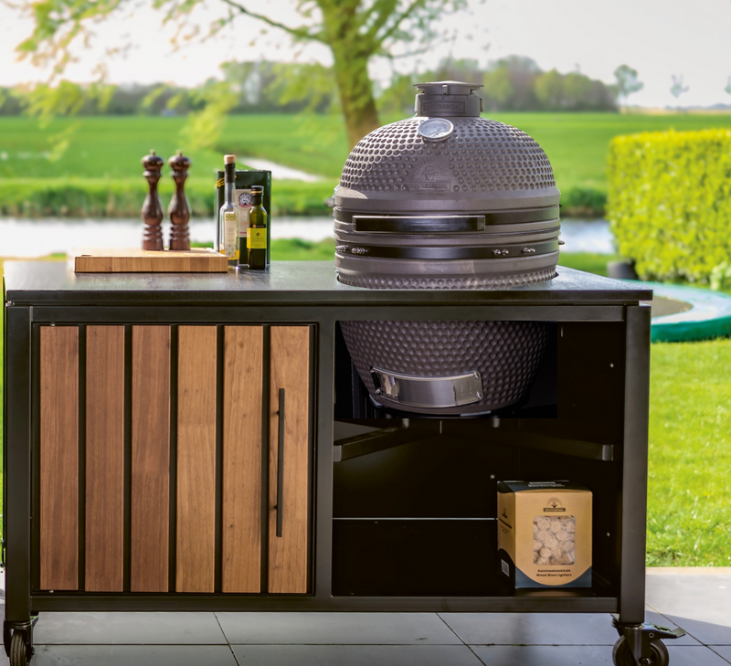 Luxurious Outdoor Kitchen Double Cart - Fraké Wood