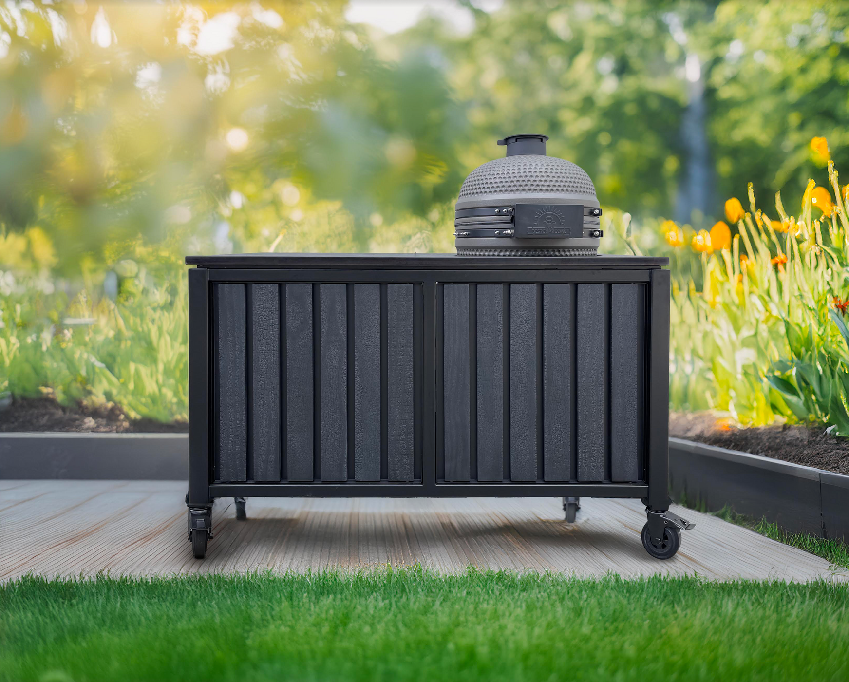 BestCharcoal Large Egg Kamado Grill and Cart - japanse technique Shou Sugi Ban