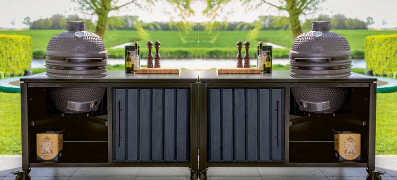 Luxurious Outdoor Kitchen  Double Cart - Shou Sugi Ban