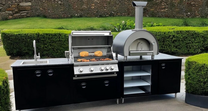Outdoor kitchen Whistler Burford 4 BBQ & Piccolo Pizza oven 2.6M