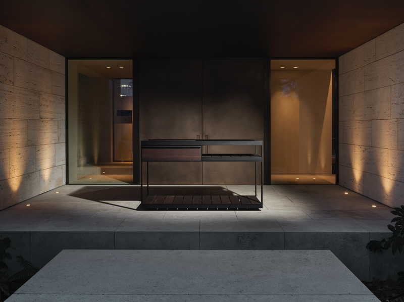 Shotō Vincent Van Duysen - Black Frame Stainless Steel with Black Finish Ash Wood + Teppanyaki 58