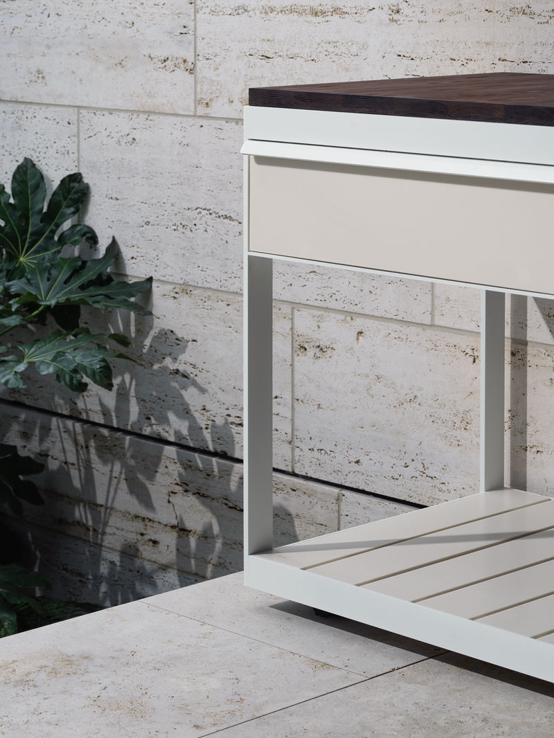 Shotō Vincent Van Duysen - White Frame Stainless Steel with Black Finish Ash Wood + Teppanyaki 58