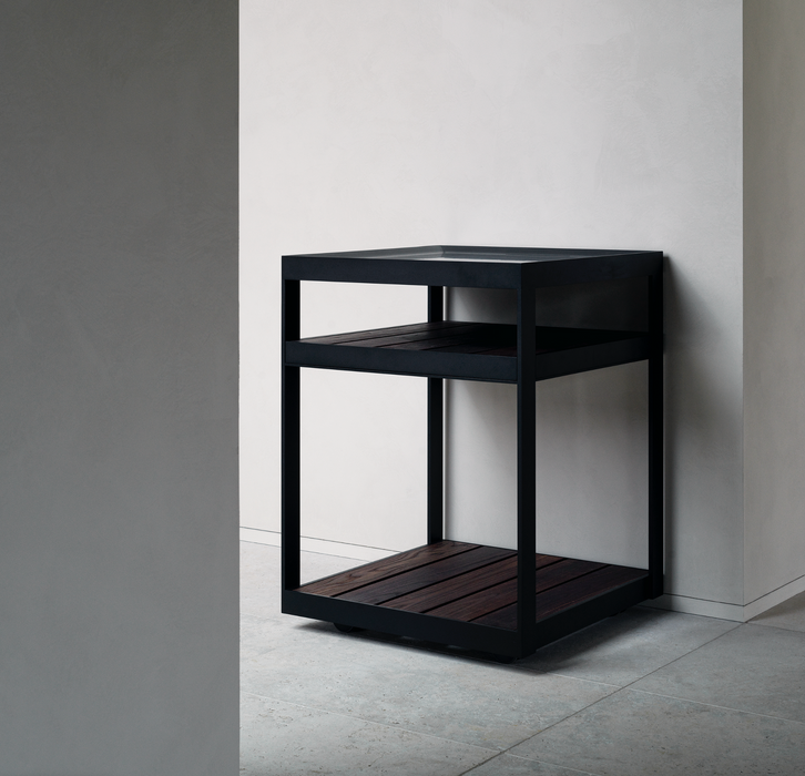 Shotō Vincent Van Duysen - Black Frame Stainless Steel with Black Finish Ash Wood + Extendable Platform + Teppanyaki 58
