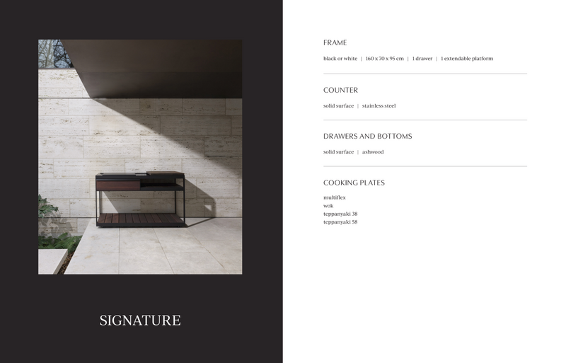 Shotō Vincent Van Duysen - Black Frame Stainless Steel with Black Finish Ash Wood + Extendable Platform + Teppanyaki 58