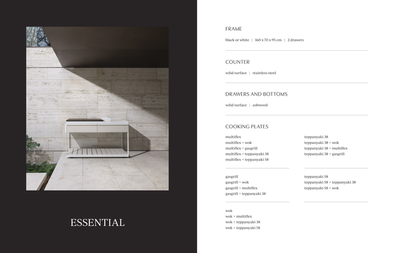 Shotō Vincent Van Duysen - Black Frame Stainless Steel with Black Finish Ash Wood + Extendable Platform + Teppanyaki 58