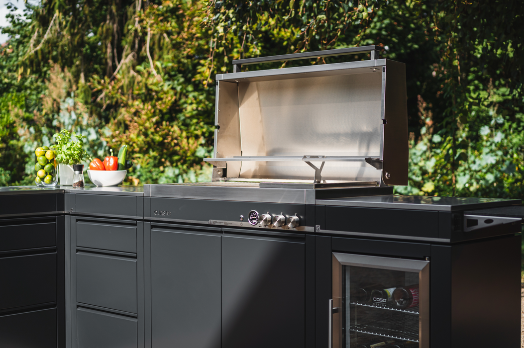 Bogason Quasar L Shape Outdoor kitchen Fridge and Sink - Grey