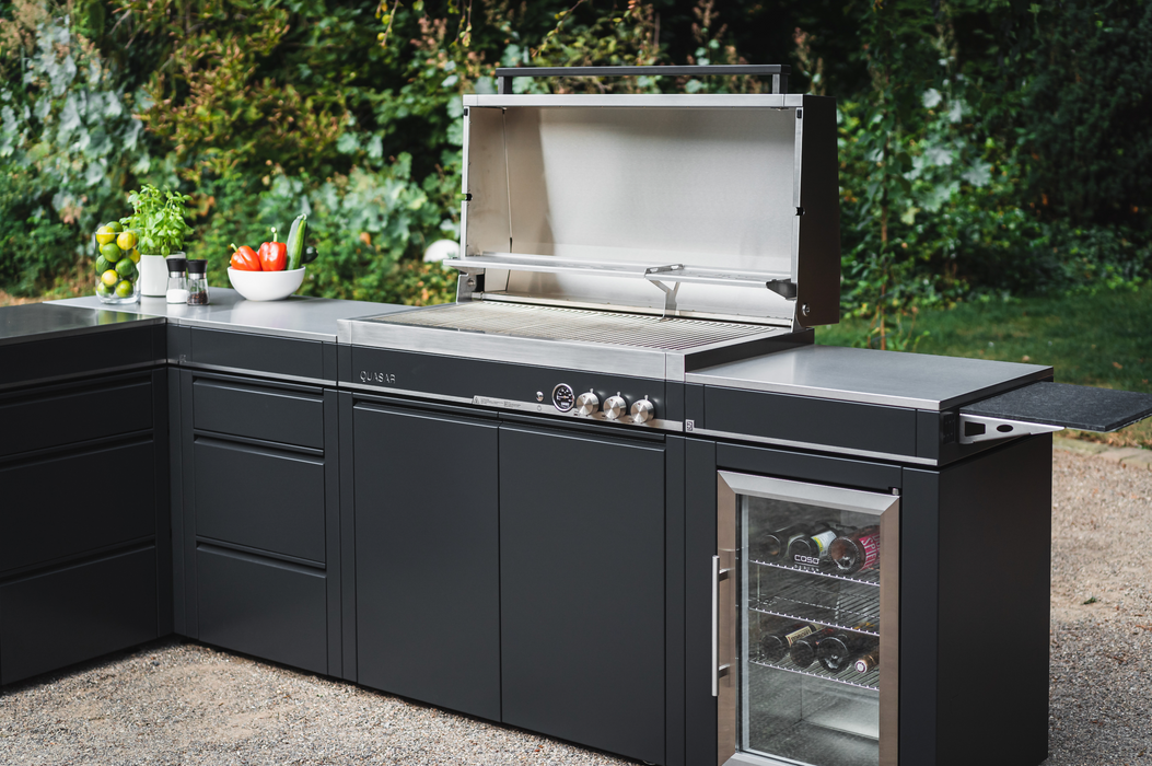 Bogason Quasar L Shape Outdoor kitchen Fridge and Sink - Grey