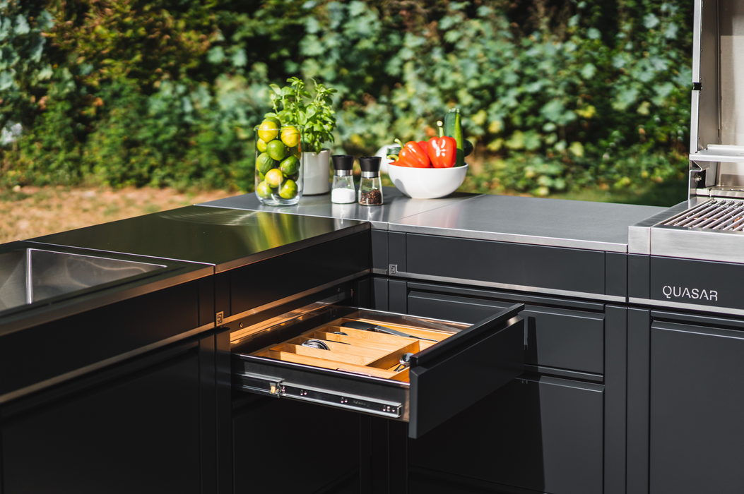 Bogason Quasar L Shape Outdoor kitchen Fridge and Sink - Grey