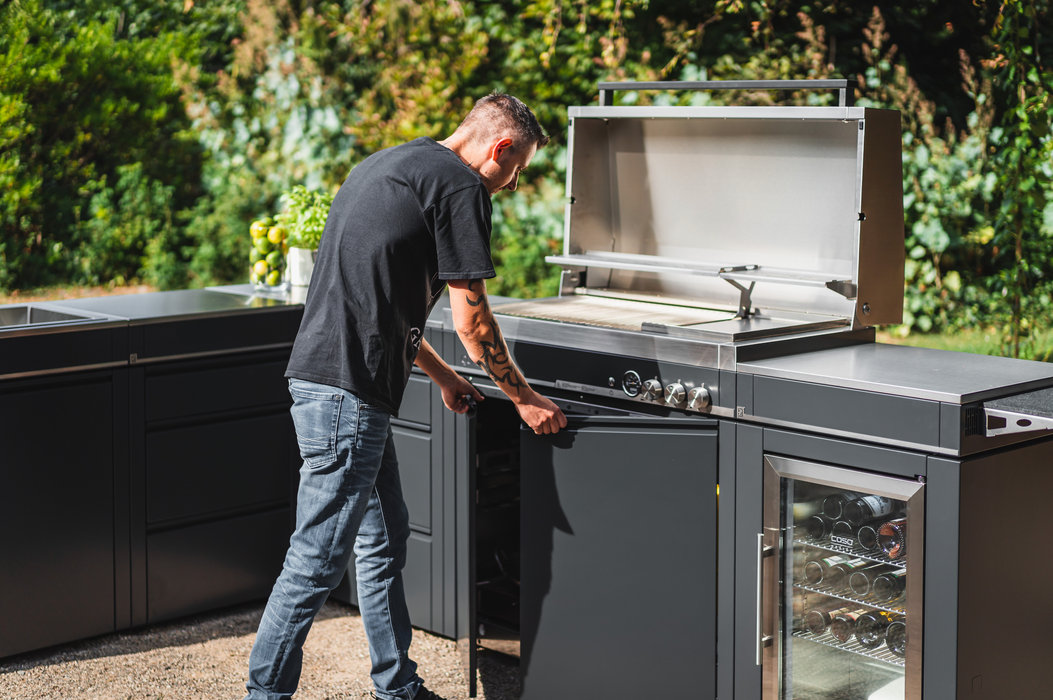 Bogason Quasar L Shape Outdoor kitchen Fridge and Sink - Grey