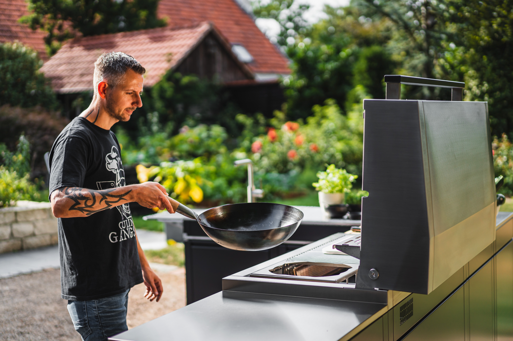 Bogason Quasar L Shape Outdoor kitchen Fridge and Sink - Grey