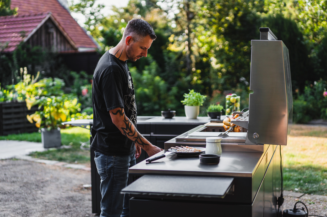 Bogason Quasar L Shape Outdoor kitchen Fridge and Sink - Grey