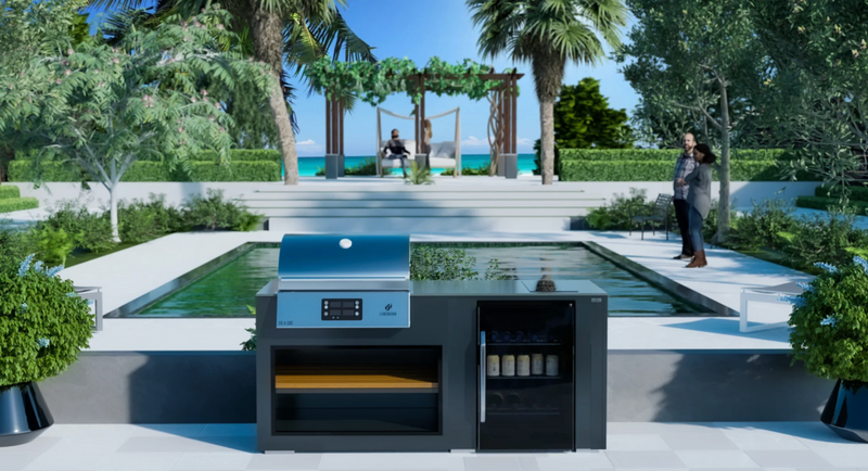 Grillandia Outdoor Kitchen Electric E-Boy Ultimate Bar Grill, Hob, and 2 Stools | 2M