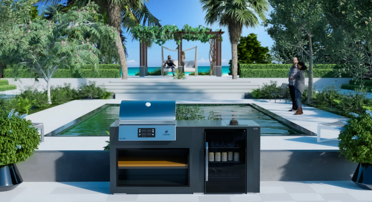 Outdoor Kitchen Electric E-Boy Ultimate Bar Grill + Hob + 2 Stools + Premium Cover - 2M