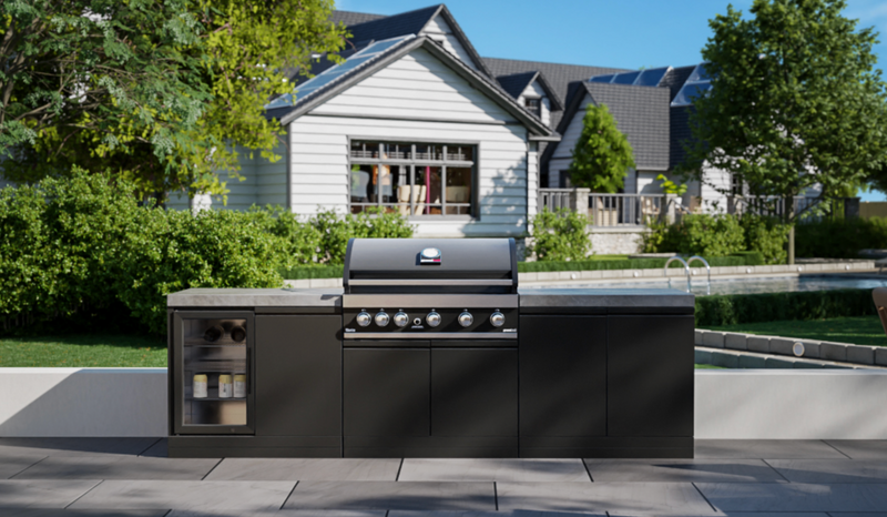 GrandPro Outdoor Kitchen with 5 Burner BBQ, and Fridge - 2.6m