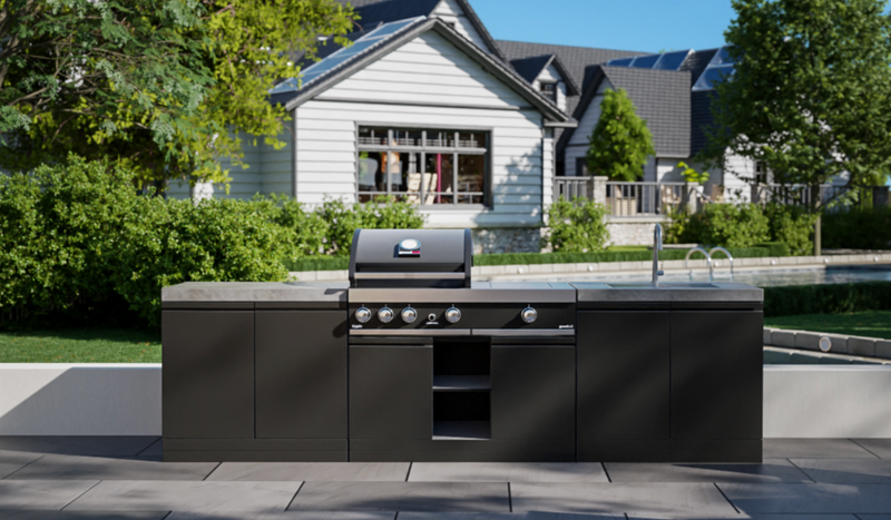 GrandPro Outdoor Kitchen with 3 Burner BBQ, Side Burner and Sink - 2.9m