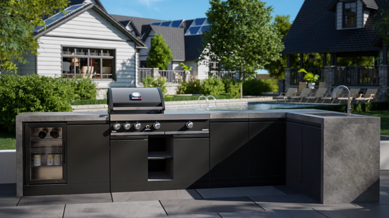 GrandPro Outdoor Kitchen L-Shape 3.6M x 1.5M Water Fall Series Maxim G3 & Side Burner