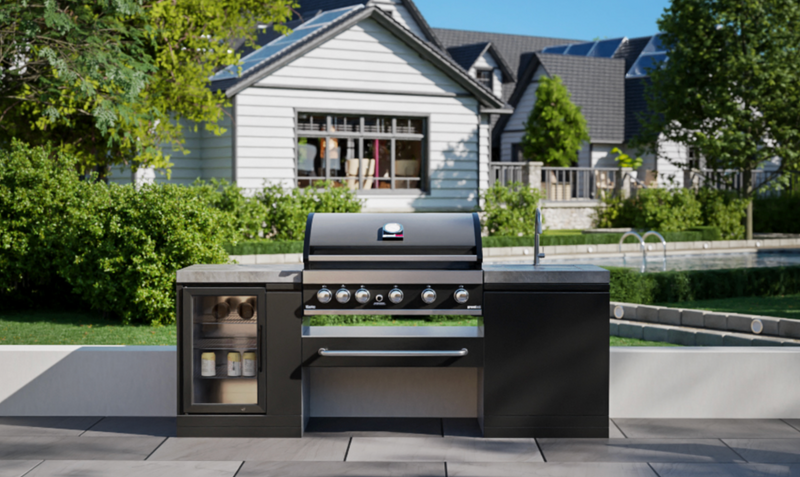 GrandPro Outdoor Kitchen with 5 Burner BBQ, Fridge and Sink - 2m