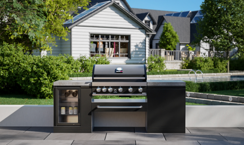 GrandPro Outdoor Kitchen with 5 Burner BBQ, and Fridge - 2m