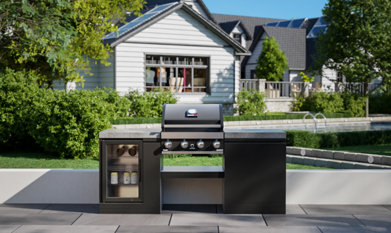 GrandPro Outdoor Kitchen with 4 Burner BBQ, and Fridge - 1.9m