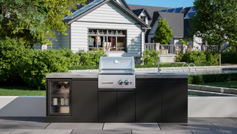 GrandPro Outdoor Kitchen with CrossRay 2 Burner BBQ, Fridge and Sink - 2.5m