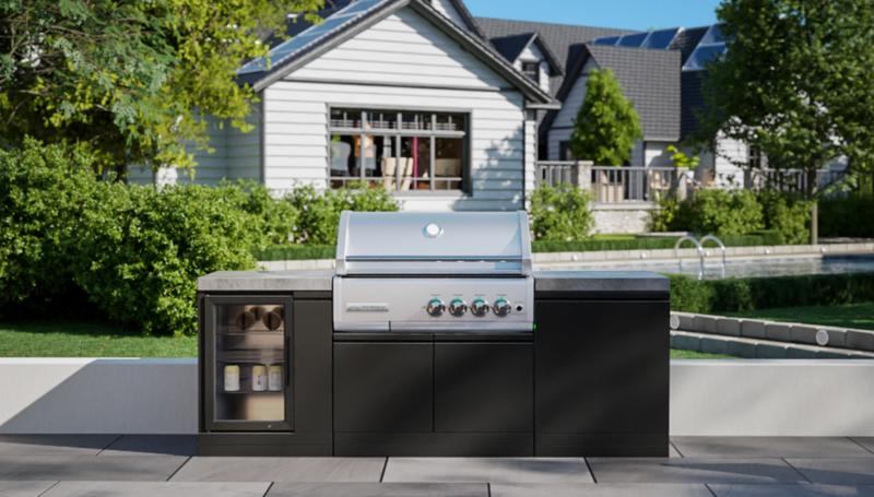 GrandPro Outdoor Kitchen with CrossRay 4 Burner BBQ, and Fridge - 2.2m