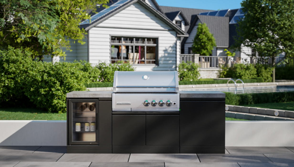 GrandPro Outdoor Kitchen 215 Cross-Ray 4 - Burner + Fridge