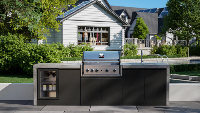 GrandPro Outdoor Kitchen Elite 4 Burner BBQ, Fridge, Sink and WaterFall - 2.8m