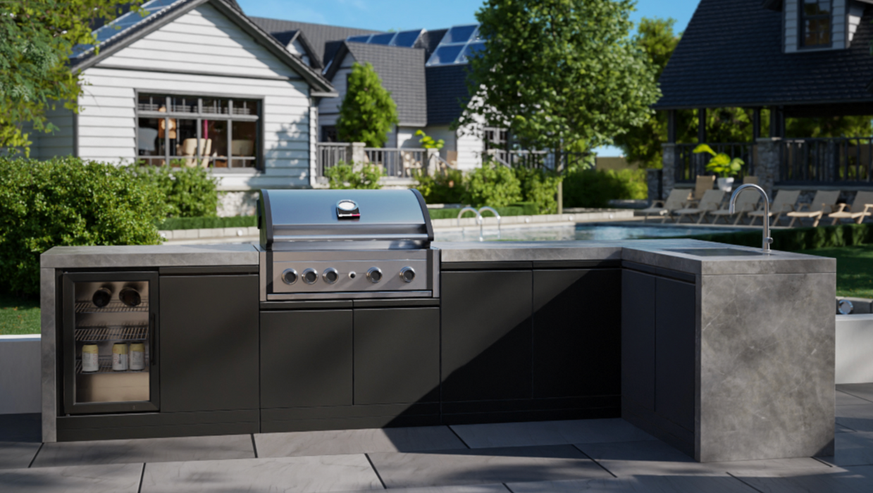 GrandPro Outdoor Kitchen L- Shape 3.4M x 1.5M Water Fall Series Elite Pro - Complete