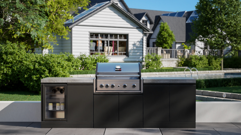 GrandPro Outdoor Kitchen with Elite Pro 4 Burner BBQ, and Fridge - 2.7m