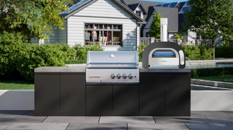 GrandPro Outdoor Kitchen with CrossRay 4 Burner BBQ, and Maestro 60 Pizza Oven - 2.8m