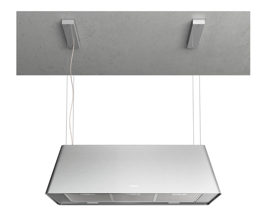 Airforce Gaia 100cm Island cooker hood with soft touch control & Integra ready in stainless steel finish