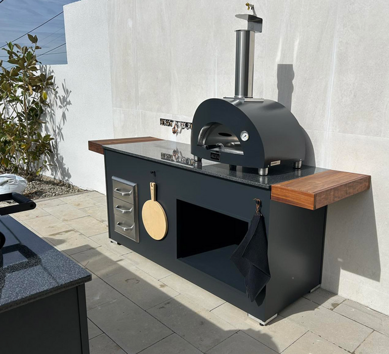 Grillandia Outdoor Kitchen with Pizza Oven and triple Drawers + Weather Cover -2M