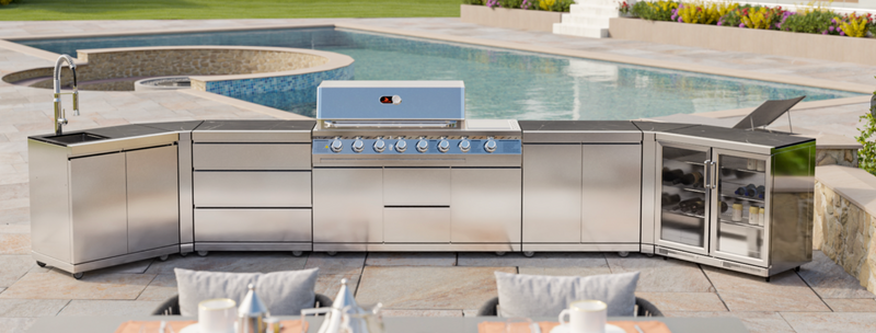 Whistler Outdoor Kitchen 6 Burner BBQ, Sink and Fridge | Bradford | 5.4Meters