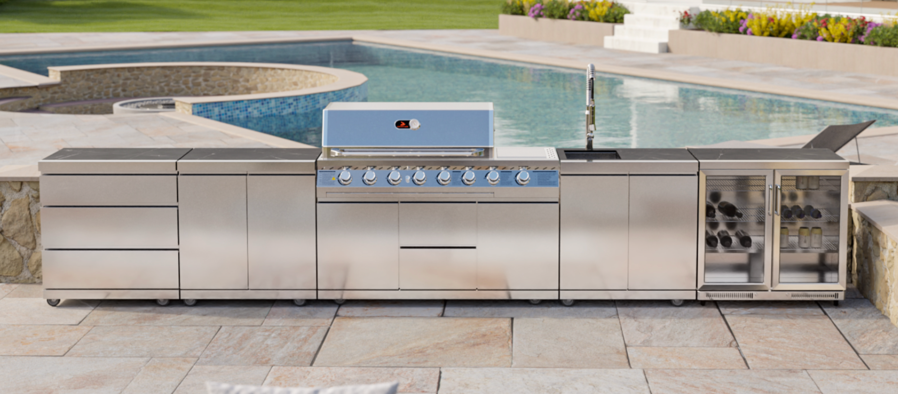 Whistler Cirencester Outdoor Kitchen 6 Burner BBQ, Fridge and Sink Newcastle