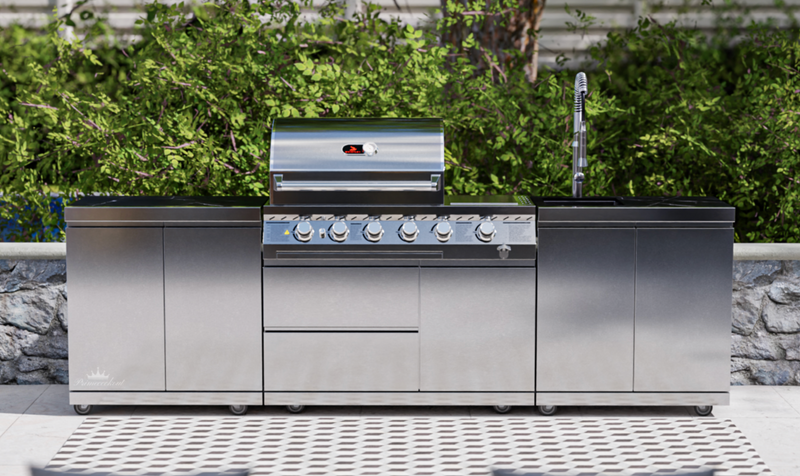 Whistler Outdoor Kitchen 4 Burner BBQ, Double Doors and Sink