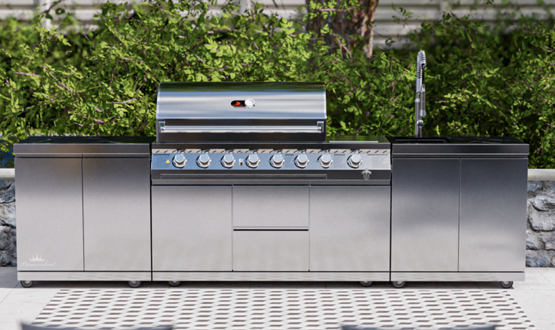 Whistler Outdoor Kitchen 6 Burner BBQ, Double Doors and Sink